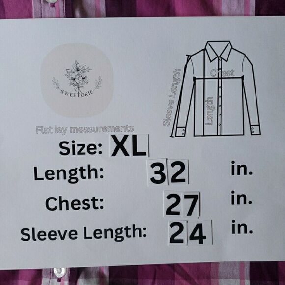 Woman Within Button Up Shirt 1X Plaid Classic Collar Hemline Styling Purple Pink - Picture 11 of 11